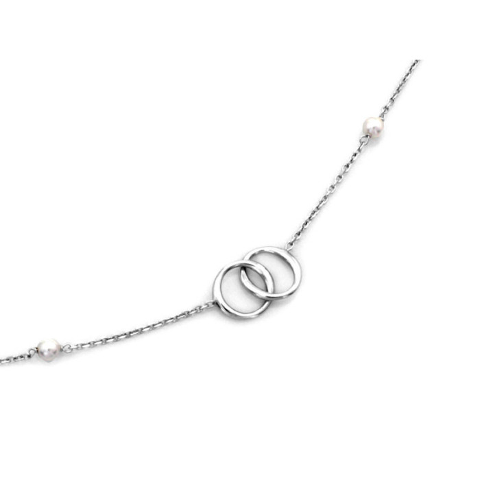 Srebrny naszyjnik 925 splecione kółka i perły 3,63g Srebrny naszyjnik 925 splecione kółka i perły 3,63g