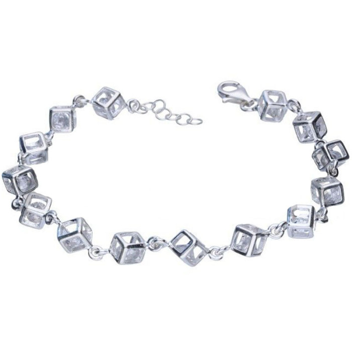 Srebrna bransoletka 925 przestrzenna cyrkonie 13,80g