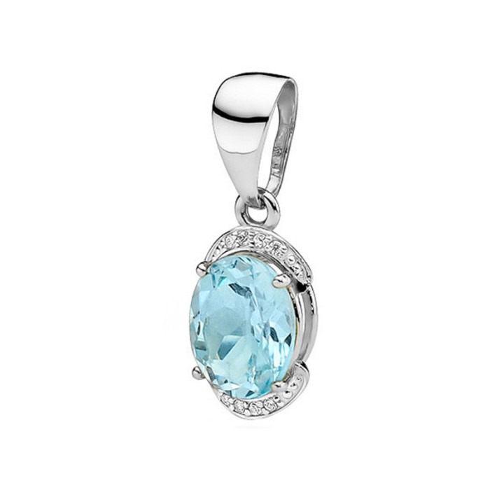 Złota przywieszka 585 białe złoto topaz brylanty Złota przywieszka 585 białe złoto topaz brylanty