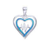 Srebrna przywieszka 925 serce opal puls