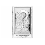 SREBRNY OBRAZ 925 ANIOŁ STRÓŻ W RAMIE 9x13,5cm Z GRAWEREM