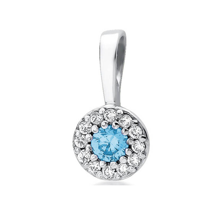 Złota przywieszka 585 białe złoto topaz brylanty Złota przywieszka 585 białe złoto topaz brylanty