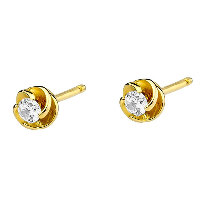 Złote kolczyki 585 kwiatuszki z diamentami 0,16ct Złote kolczyki 585 kwiatuszki z diamentami 0,16ct