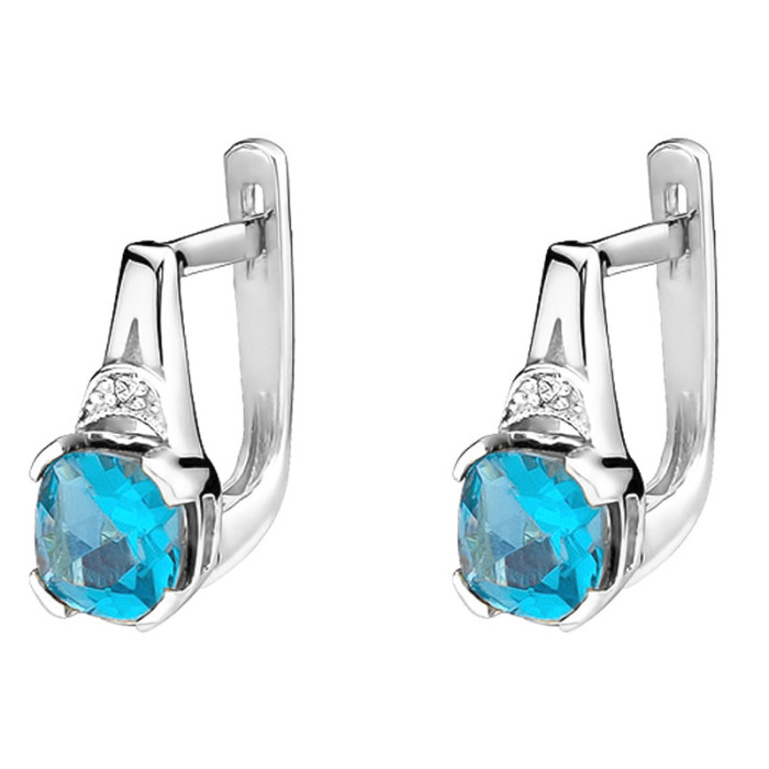Kolczyki z białego złota 585 topaz Diamenty Kolczyki z białego złota 585 topaz Diamenty