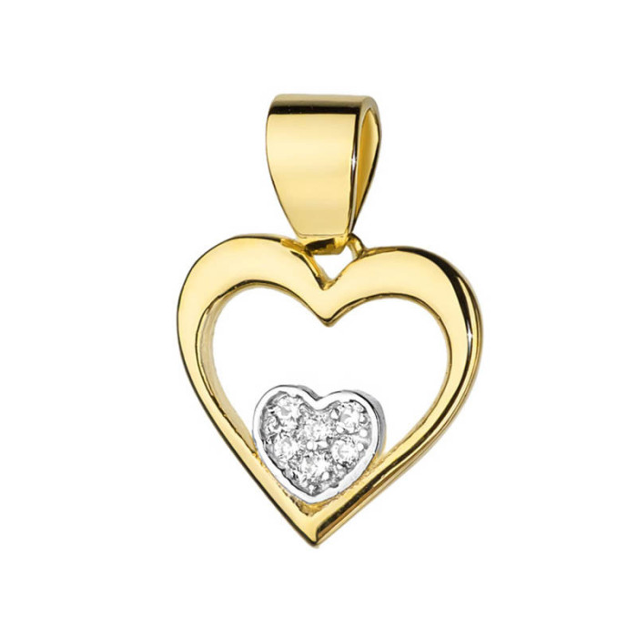Złota przywieszka 585 duże i małe serce diamenty Złota przywieszka 585 duże i małe serce diamenty