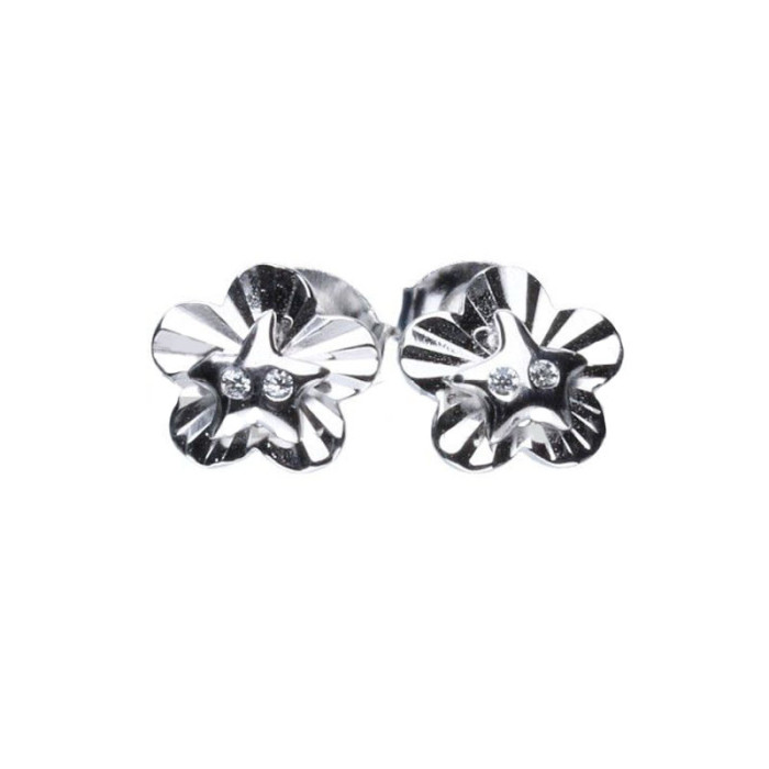 Srebrne kolczyki 925 kwiatuszki diamentowane 1,07g Srebrne kolczyki 925 kwiatuszki diamentowane 1,07g