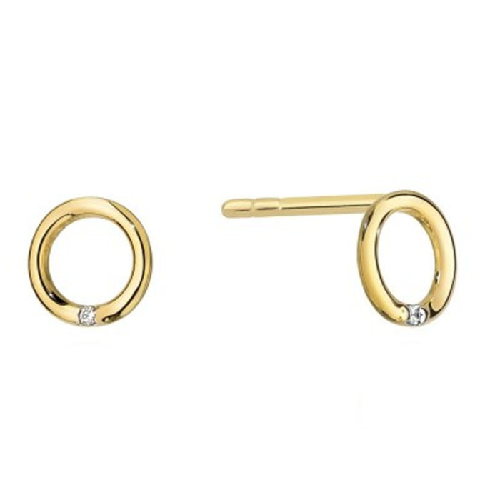 Złote kolczyki 585 ringi z diamentami 14kt Złote kolczyki 585 ringi z diamentami 14kt