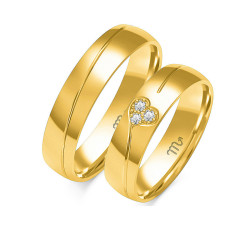 Obrączka ślubna złota 14k 585 z diamentami