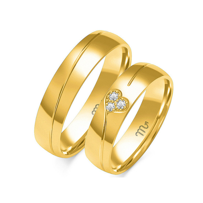 Obrączka ślubna grawerowana złota 333 z diamentami Obrączka ślubna grawerowana złota 333 z diamentami