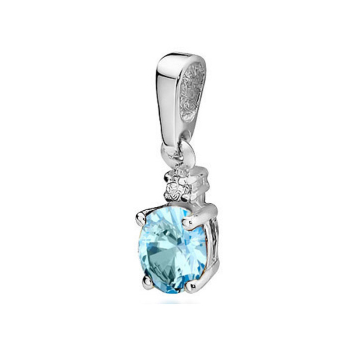 Złota przywieszka 585 białe złoto topaz diament Złota przywieszka 585 białe złoto topaz diament