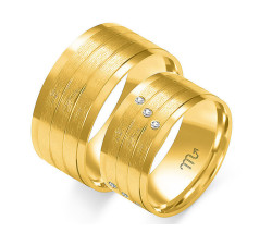 Obrączka ślubna złota 14k 585 z diamentami nowoczesna