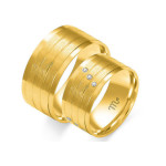 Obrączka ślubna złota 14k 585 z diamentami nowoczesna