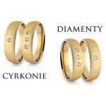 Obrączka ślubna złota 14k 585 z diamentami nowoczesna