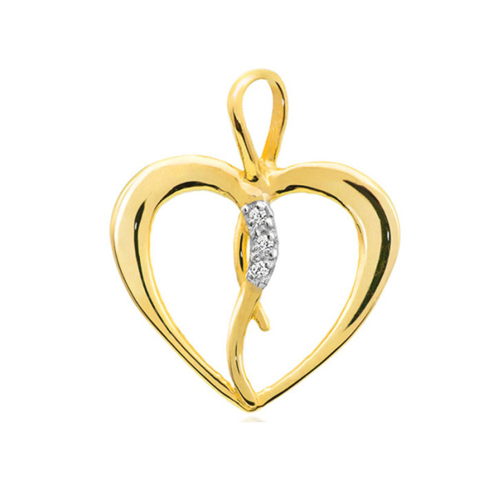 Złota przywieszka 585 eleganckie serce brylanty Złota przywieszka 585 eleganckie serce brylanty