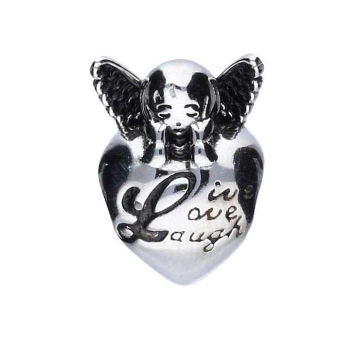 Srebrna zawieszka 925 bead serce aniołek 2,74g