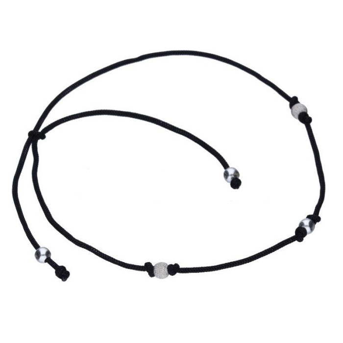 Srebrna bransoletka 925 sznurek kuleczkami 0,80g Srebrna bransoletka 925 sznurek kuleczkami 0,80g