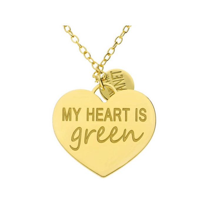 Srebrny naszyjnik pozłacany 925 My heart is green Srebrny naszyjnik pozłacany 925 My heart is green