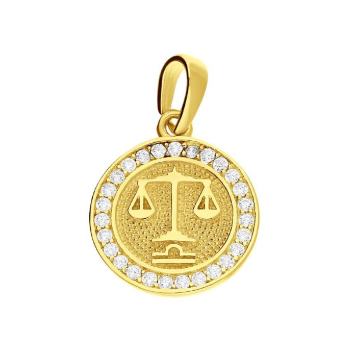 Złota przywieszka 375 ZNAK ZODIAKU WAGA Z CYRKONIAMI 0,90g Złota przywieszka 375 ZNAK ZODIAKU WAGA Z CYRKONIAMI 0,90g