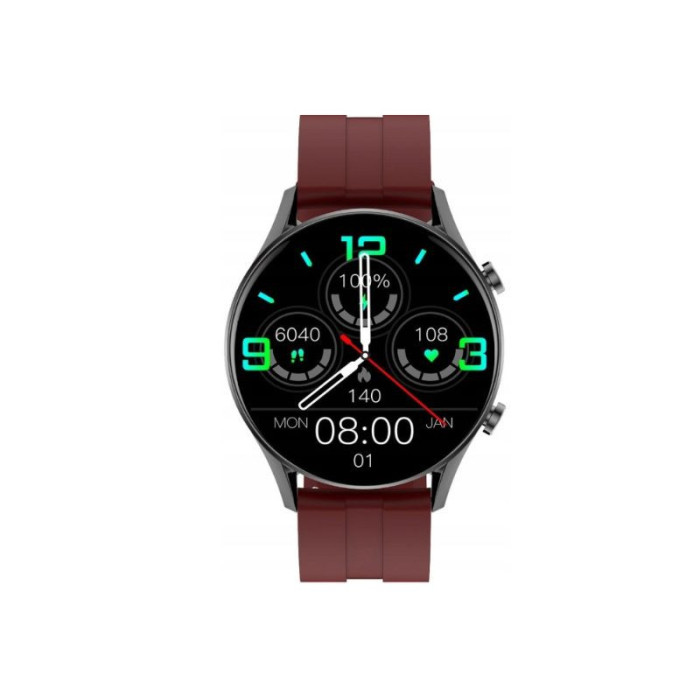 Zegarek Smartwatch czerwony silikonowy pasek z czarną kopertą Zegarek Smartwatch czerwony silikonowy pasek z czarną kopertą