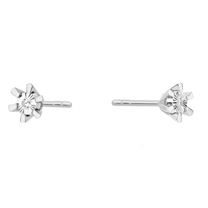 Złote kolczyki 585 kwiatuszki z diamentami białe złoto 0,20ct Złote kolczyki 585 kwiatuszki z diamentami białe złoto 0,20ct