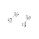 Złote kolczyki 585 kwiatuszki z diamentami białe złoto  0,20ct