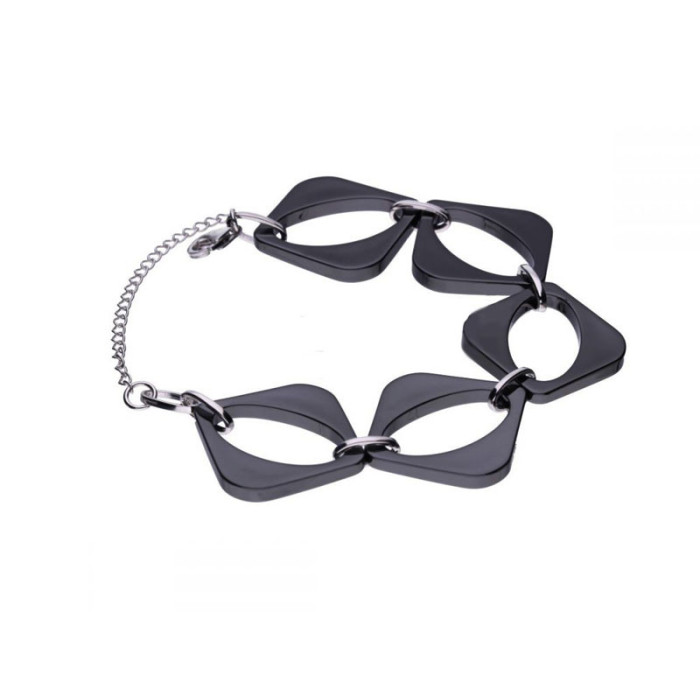 Srebrna bransoletka 925 z czarną ceramiką 21,38g Srebrna bransoletka 925 z czarną ceramiką 21,38g
