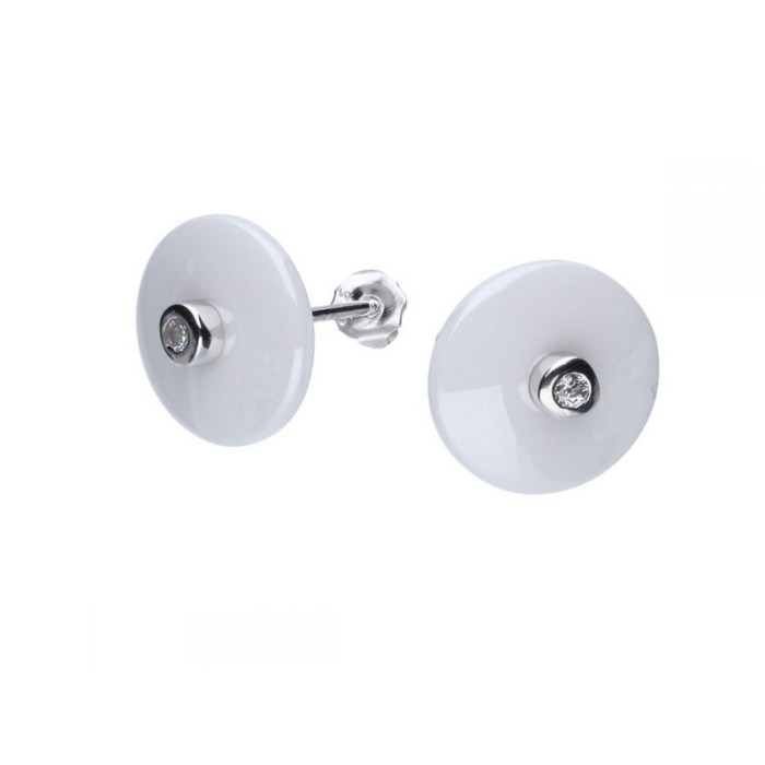 Srebrne kolczyki 925 okrągłe ceramiczne 2,55g Srebrne kolczyki 925 okrągłe ceramiczne 2,55g