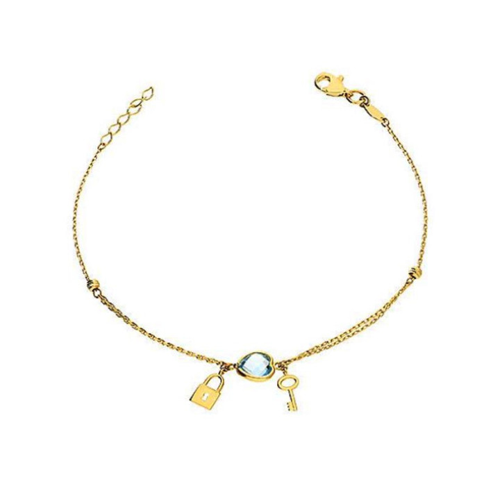 Złota bransoletka 585 SERCE KŁÓDKA KLUCZ TOPAZ 1,94g Złota bransoletka 585 SERCE KŁÓDKA KLUCZ TOPAZ 1,94g