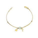 Złota bransoletka 585 SERCE KŁÓDKA KLUCZ TOPAZ 1,94g