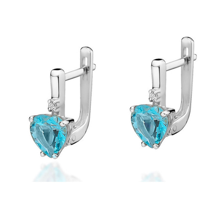 Złote kolczyki 585 SERCE TOPAZ I BRYLANT 3,20g Złote kolczyki 585 SERCE TOPAZ I BRYLANT 3,20g