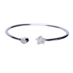 Srebrna bransoletka 925 gwiazdka cyrkonia 6,10g gładka bangle na prezent