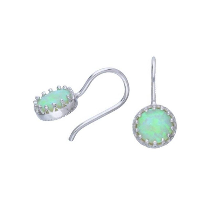 Srebrne kolczyki 925 okrągły zielony opal Srebrne kolczyki 925 okrągły zielony opal