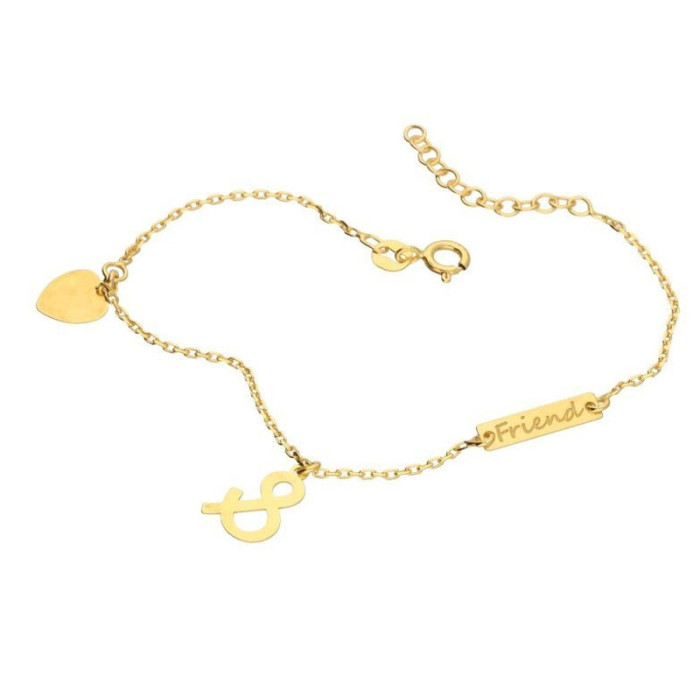 Srebrna złocona bransoletka 925 z napisem friend 1,86 g Srebrna złocona bransoletka 925 z napisem friend 1,86 g