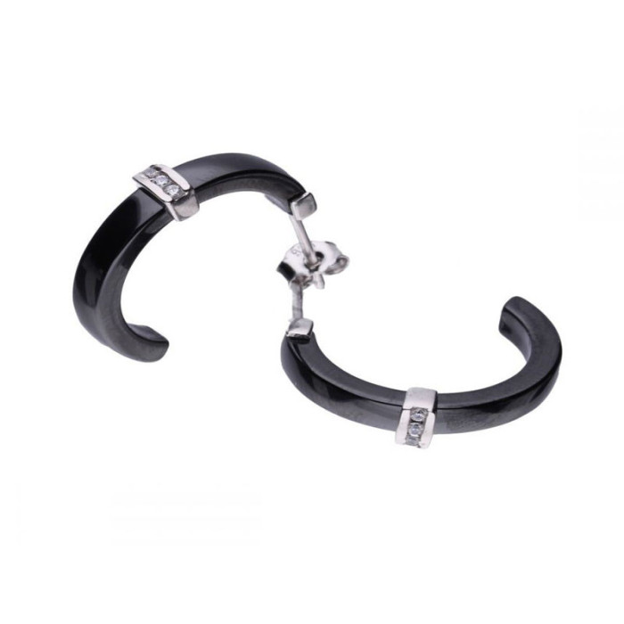 Srebrne kolczyki 925 półkole ceramiczne 3,43g Srebrne kolczyki 925 półkole ceramiczne 3,43g